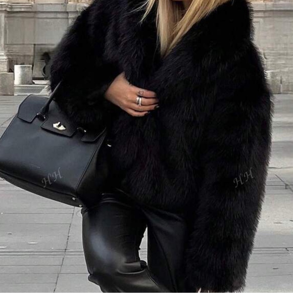 Luxurious Black Faux Fur Jacket